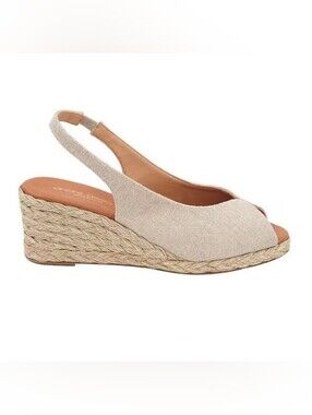 Andre Assous Audrey Hemp Glitter Natural Espadrille Wedge Sandals NIB